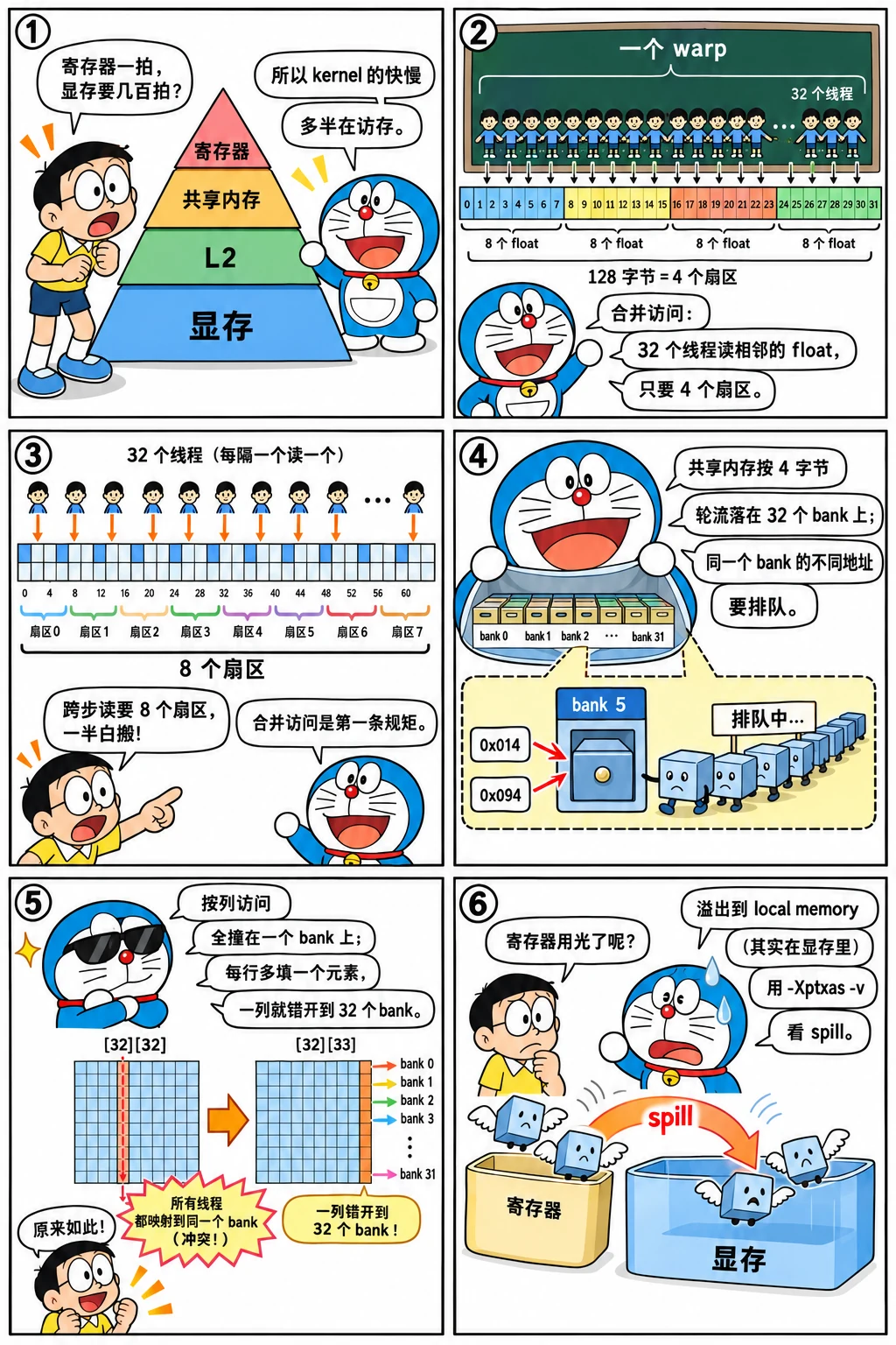 漫画：内存层次与合并访问