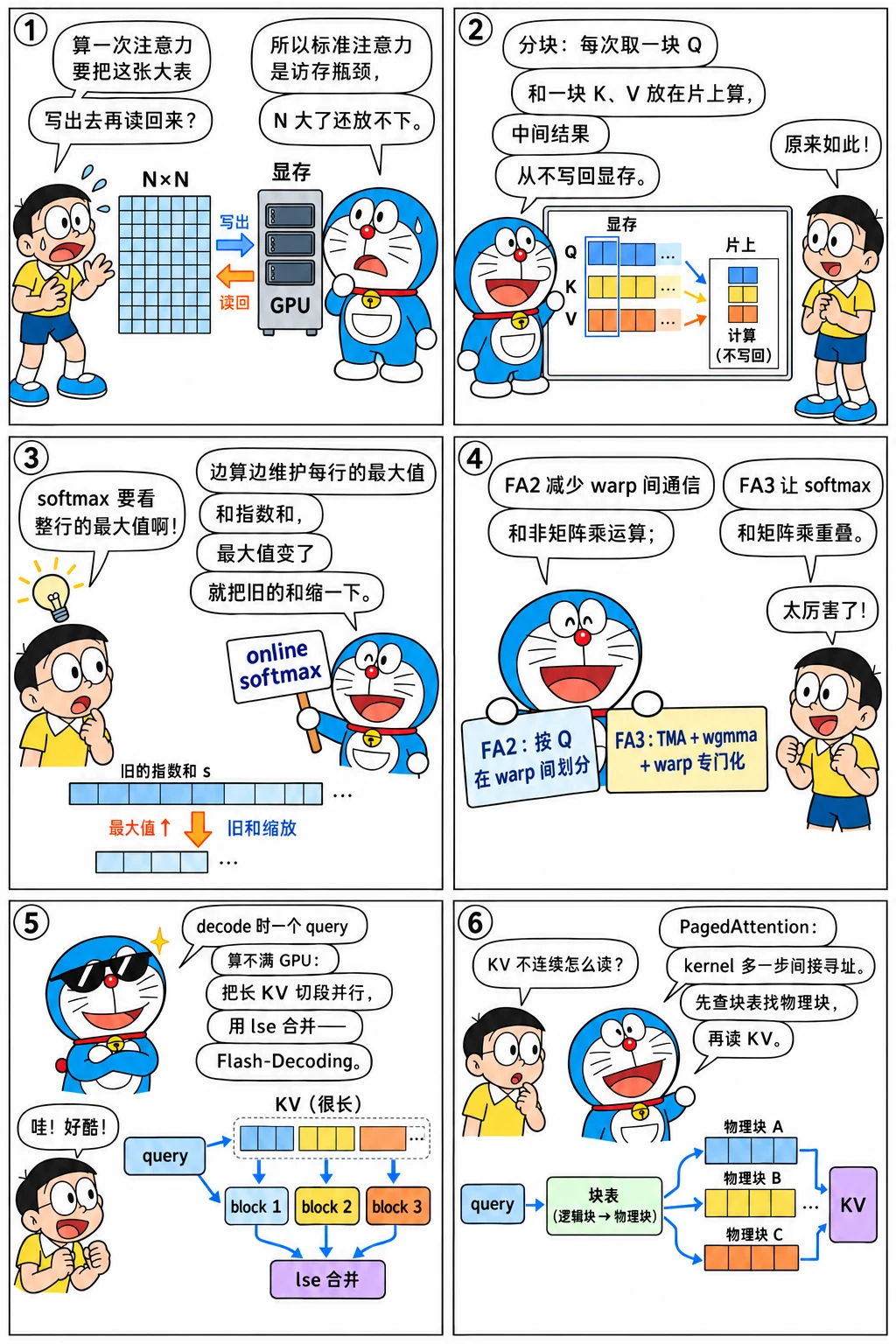 漫画:FlashAttention:不把 N×N 存下来