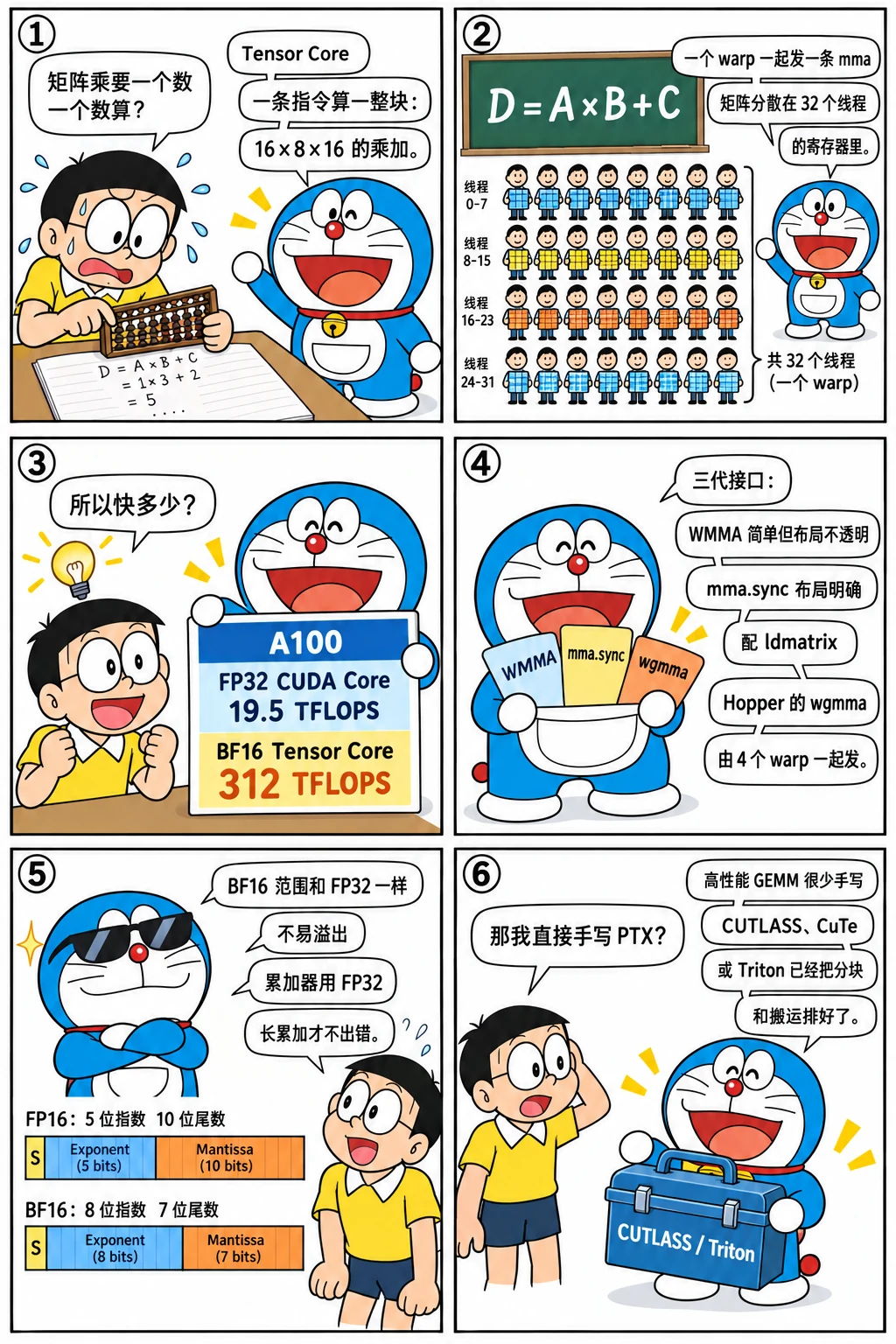 漫画：Tensor Core 一条指令算一整块