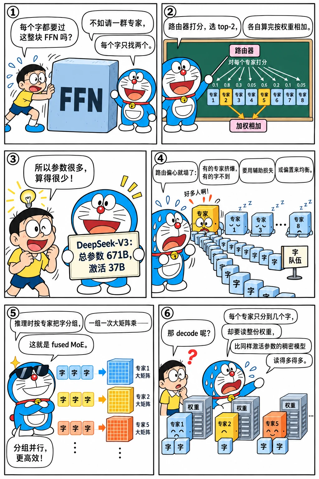 漫画：MoE：参数很多，算得很少