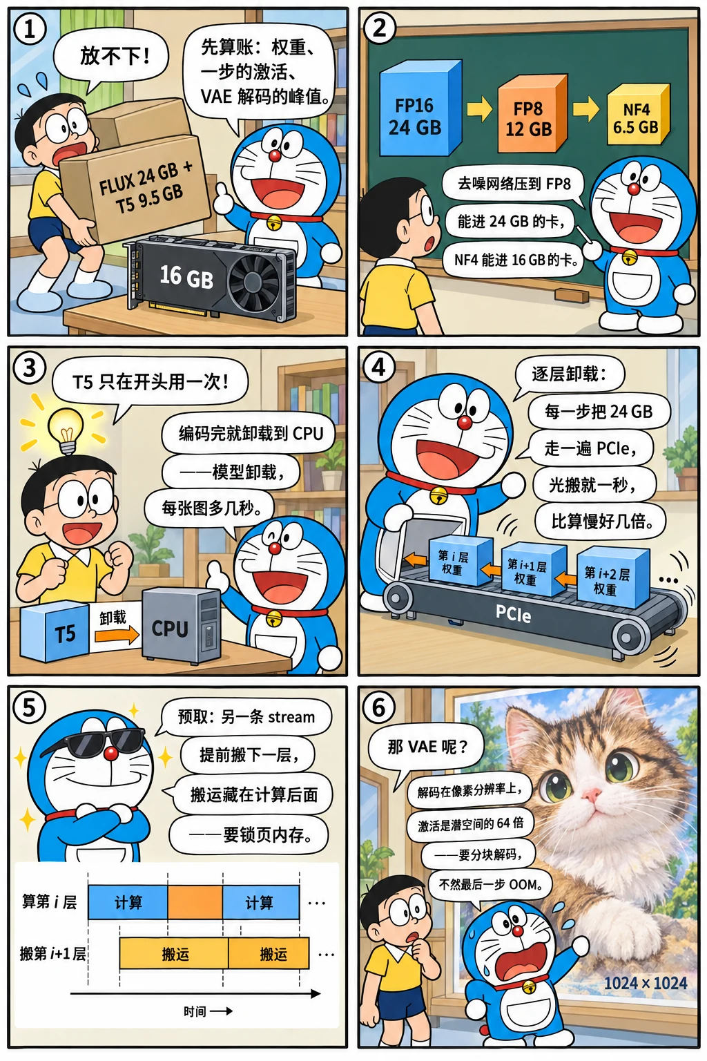 漫画：把 FLUX 塞进 16 GB