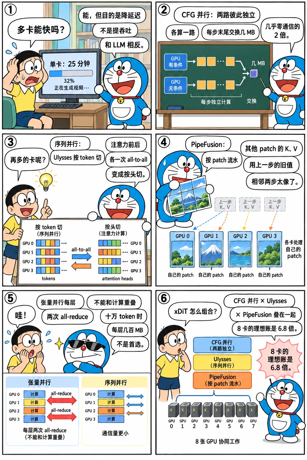 漫画：多卡并行：把一步摊开
