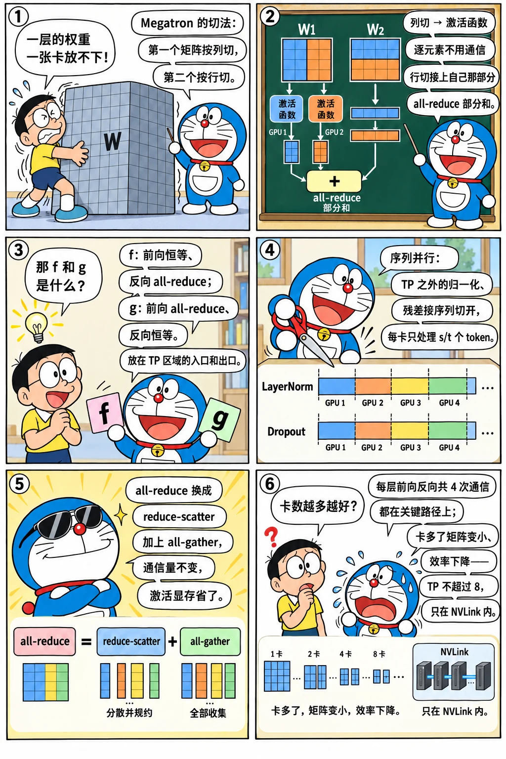 漫画：张量并行与序列并行